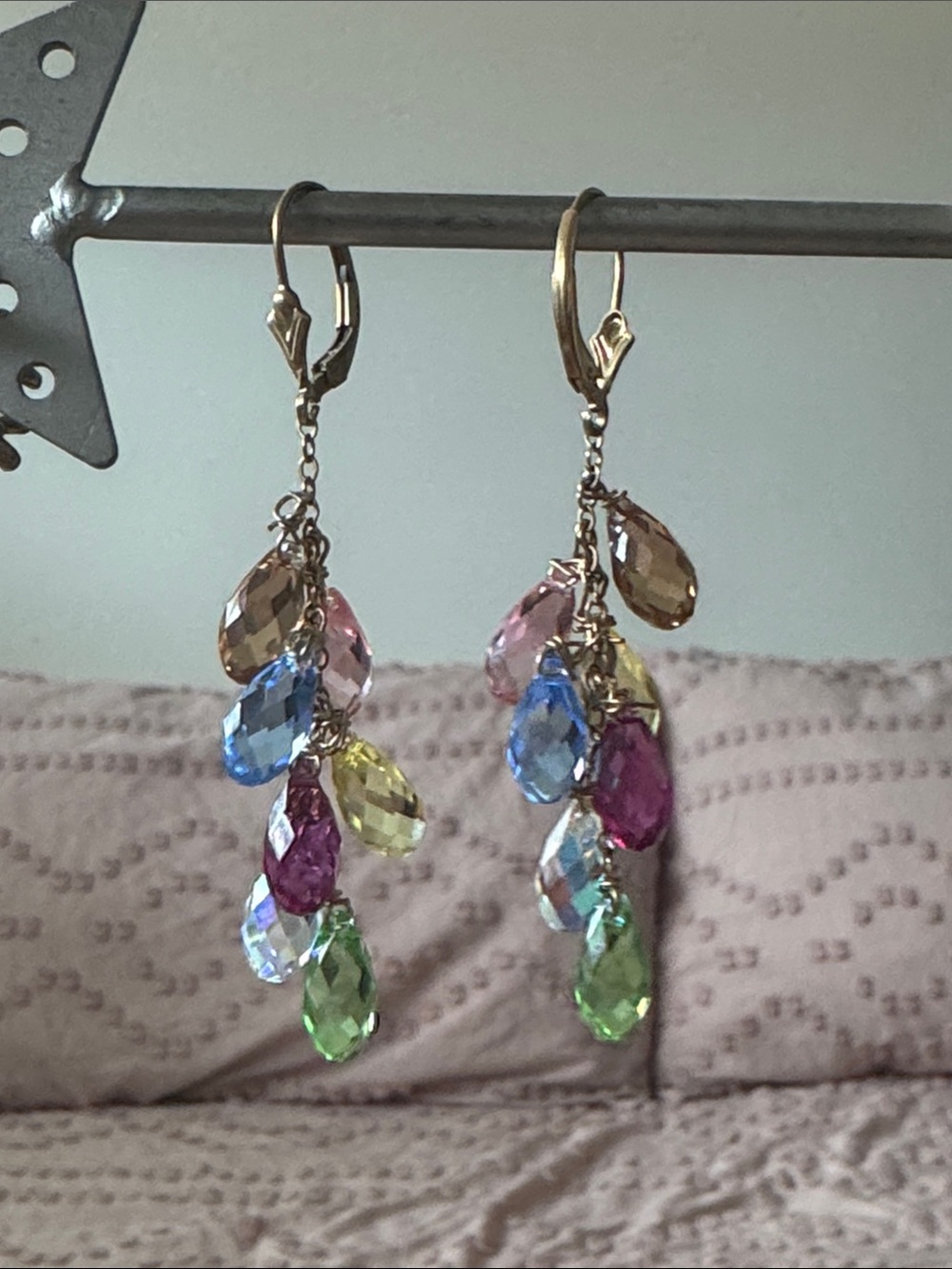 Multicolor Crystal Teardrop Dangle Rainbow Earrings